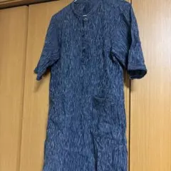 ネイビー ストライプ柄 半袖シャツ