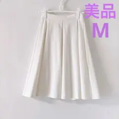 GU ジーユー　イージーポンチスカート　膝丈　フレアスカート オフホワイト　M