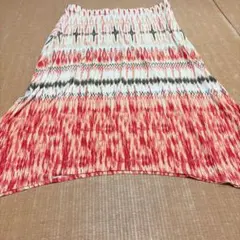 チーコス ロングスカート スリット 幾何学 1 XL 赤 白 黒 ストレッチ