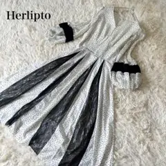 『Herlipto』Lace-Trimmed Pin Dot Dress