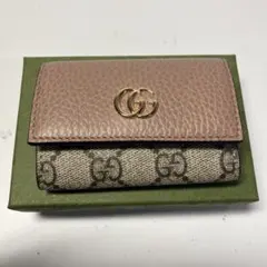 極美品　グッチGGマーモント ダスティピンク　キーケース