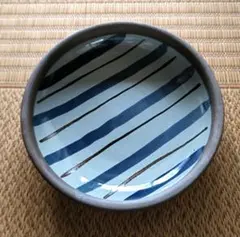 【大皿】青と白のストライプ模様の大皿★