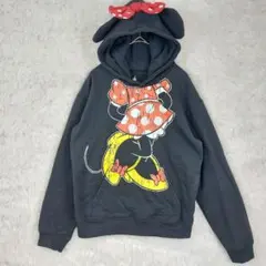ディズニーパーク公式 ミニーマウス 耳付きリボン　フーディー パーカー 黒 M