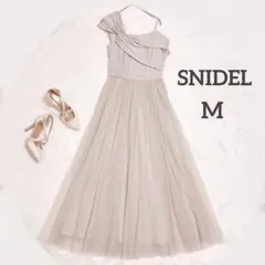 美品 SNIDEL カットコンビチュールドレス ベージュ ホワイト M