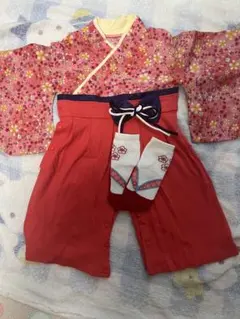 【美品】袴ロンパース　女の子　花柄　足袋ソックス付き　80センチ