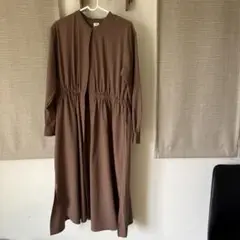 ブラウンロングシャツワンピース　S