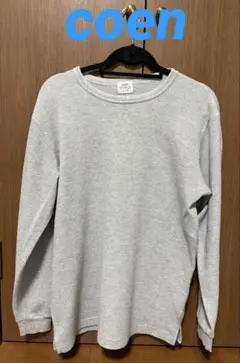 coen コーエン ワッフルクルーネックロングスリーブTシャツ