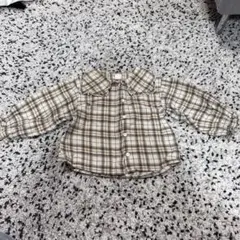 ブラウンチェック柄襟付きシャツ テータテート　韓国子供服
