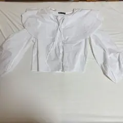 ZARA ホワイト フリル長袖シャツ