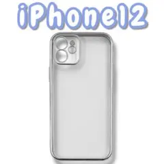 iPhone12 ケース クリア シルバー メタリック ソフト 軽量 衝撃吸収