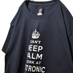 ヘインズ キープカーム 英字ロゴ Tシャツ ブラック 黒 XL 古着