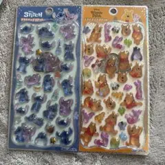 くまのプーさん　スティッチ　プチドロップステッカー　2点セット　正規品