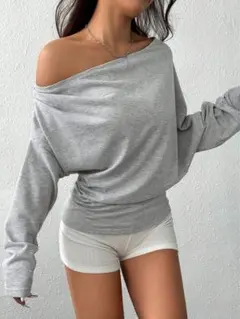 SHIEN グレー オフショルダー Tシャツ XS