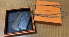 【訳あり】HERMES エルメスブラックレザードッグタグネックレスのサムネイル