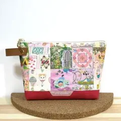 [ハンドメイド]マチ付きポーチ／ユキエモン×帆布37