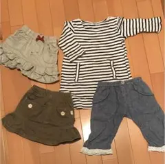 女の子100まとめ売りトップス、パンツ、スカート4点セット