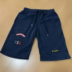 刺繍デザイン ネイビーショートパンツ Mサイズ