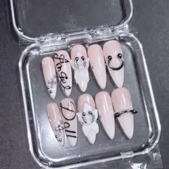 地雷系 韓国ネイル　フラワーネイル　Angel doll ピアス　クロスネイル