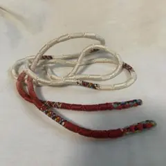 白と赤　編み込み　グラデーション　帯締め