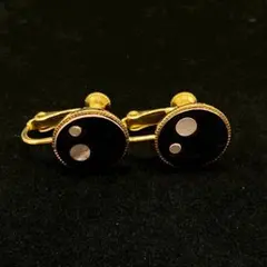 713遺品整理品　イヤリング　オニキス？　ゴールド？　金？　メッキ？
