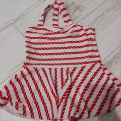 女の子用ワンピース水着 95cm 赤白ストライプ