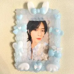 トレカケースデコ　デコトレカケース　ホイップ　レジン　水色　うさぎ　韓国