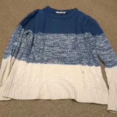 じ*中様 青と白のボーダーニットセーター