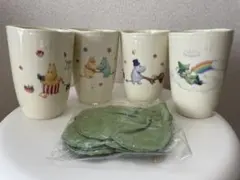 【山加商店】ムーミン フリーカップ＆葉っぱ型コースター 4客セット