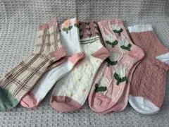ピンク系ソックス5足セット