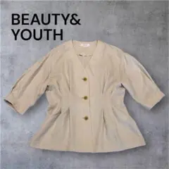 BEAUTY&YOUTH ペプラム Vネック 七分袖ブラウス ベージュ 完売品