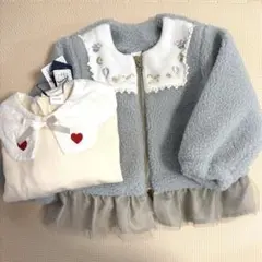 バースデー　cottoli 水色 ボアジャケット　オフホワイト　トレーナー　95