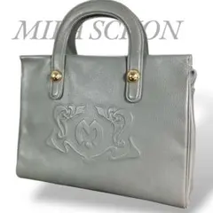 MILA SCHON ミラショーン ハンドバッグ オールレザー グレー ロゴのサムネイル