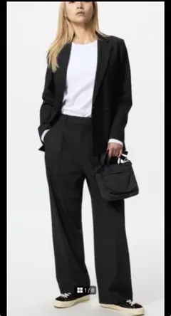 タックワイドパンツ UNIQLO ブラック・Lサイズ2025年購入