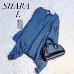 シャツ/プルオーバー/カットソー/アシンメトリー/ネイビー/L/SHARA☘️