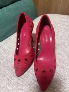 ESPERANZA エスペランサ ピンク 星型カットアウト 高ヒールパンプス