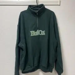 HUF ダークグリーン ハーフジップ トレーナー L