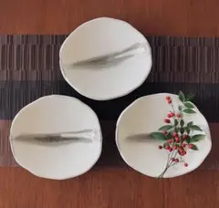 新品　川越紀宏　粉引中皿３枚セット　刷毛目皿　6.5寸 20cm