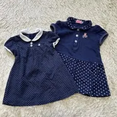 ミキハウス ホットビスケッツ ドット 水玉 ワンピース 80cm