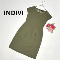 INDIVI インディヴィ 669 Vネックワンピース カーキ M相当