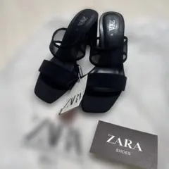 新品未使用 ZARA シアー メッシュ ミュール サンダル 黒 35