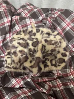 ヒョウ柄 ファーベレー帽 レオパード ベレー帽 ファー帽子 レディース 美品