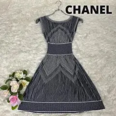 CHANEL シャネル シルク ニットワンピース フレア M相当 レディース
