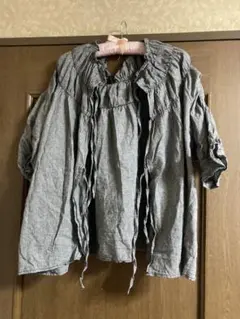 Samansa Mos2 Fサイズ フリル付きシャツ グレー