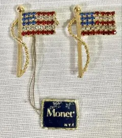 Monet モネ　ヴィンテージ 星条旗 ブローチ　ピンバッジ ラインストーン