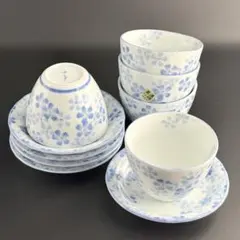 美濃焼　ゆらぎ窯　花唐草　湯呑　小皿　5客セット　湯飲み　5枚