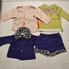 hakka baby オレンジストライプシャツと花柄トップスセット