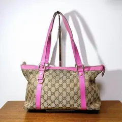 美品✨GUCCI グッチ アビー トートバッグ GGキャンバス レザー 本革 赤