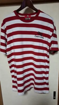 クリームソーダCS マルチボーダー Tシャツ 刺繍 ダイス 、L サイズ