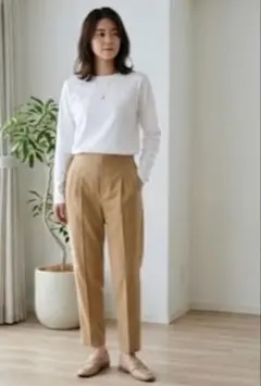 【美品】シンプリシテェ ベイクルーズ テーパードパンツ キャメル M 洗える