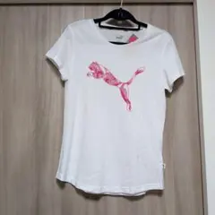 PUMA プーマ 半袖Tシャツ ホワイト ピンクロゴのサムネイル